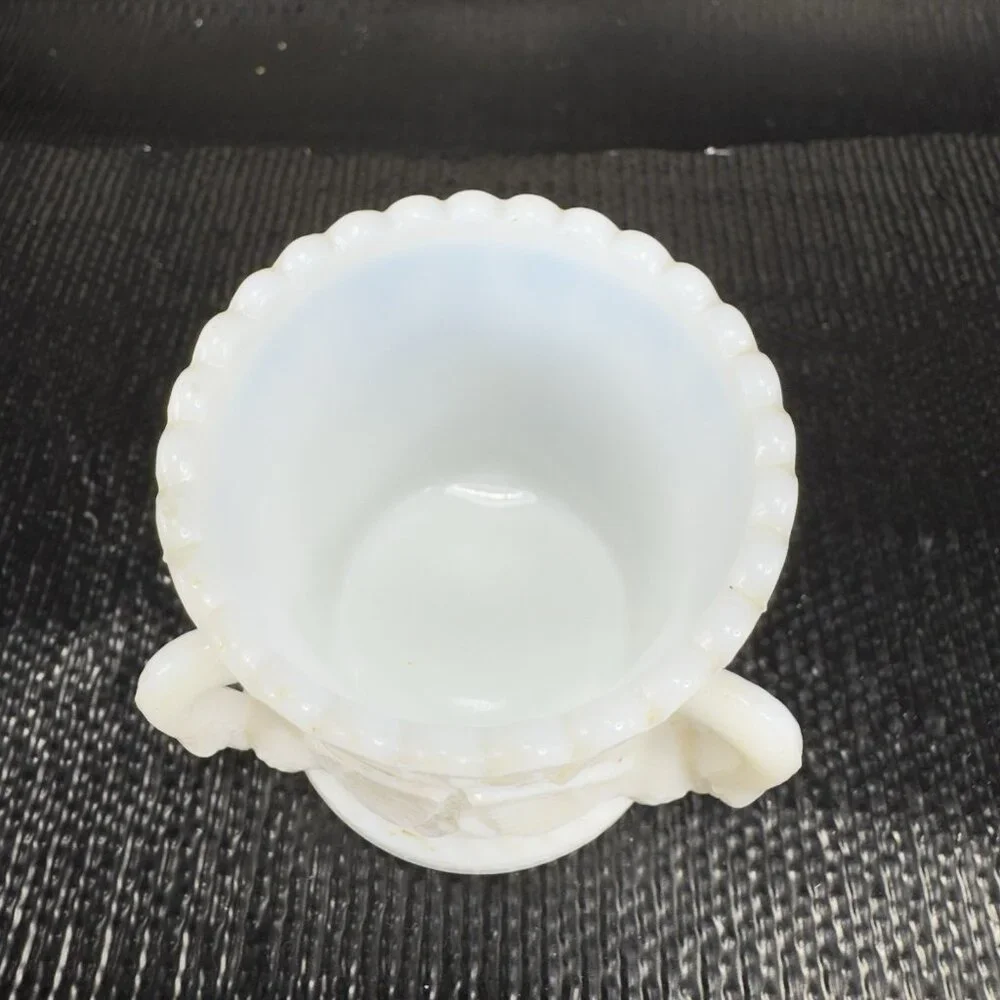 Westmoreland Milk Glass Triple Swan Handled Toothpick Holder Small Vase Dish VTG